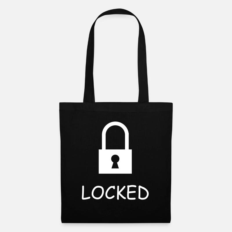 Schloss geschlossen mit Text: "Locked" - Stoffbeutel - Schwarz
