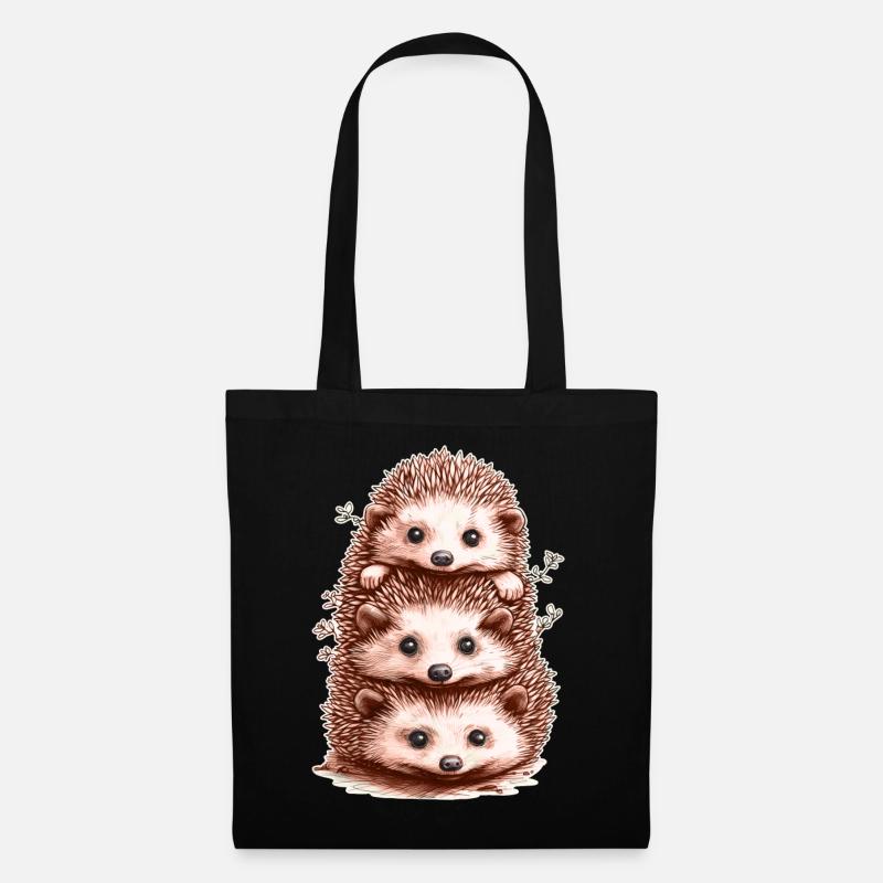 Lustige Igel - Stoffbeutel - Schwarz