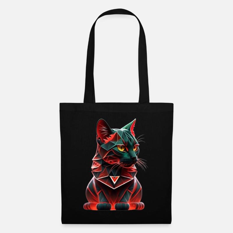 Geometrische Katze - Stoffbeutel - Schwarz