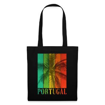 Portugal Sommer Palmen Strand Meer Urlaub - Stoffbeutel - Schwarz - Vorne