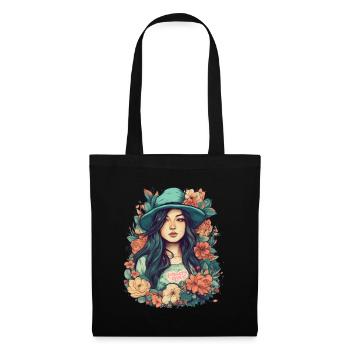 Asian Summer Retro Vintage Floral Design Asia - Tote Bag - black - Front
