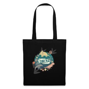 FELIX - Beau nom de garçon avec de mignons dinosaures - Sac en tissu - noir - Devant