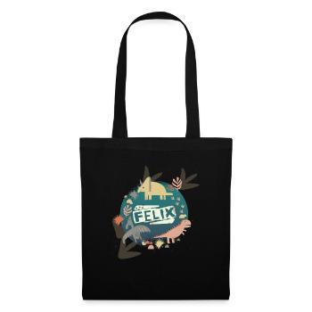 FELIX - Beau nom de garçon avec de mignons dinosaures - Sac en tissu - noir - Devant