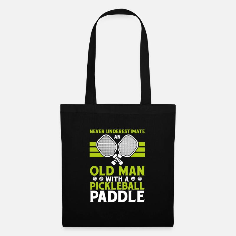 Old Man Pickleball Paddle Gift - Tote Bag - black