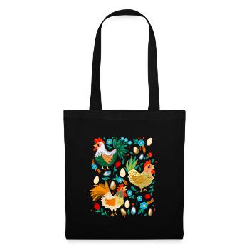 Poulets heureux colorés Amateurs de poulet Elevage de poulets - Sac en tissu - noir - Devant