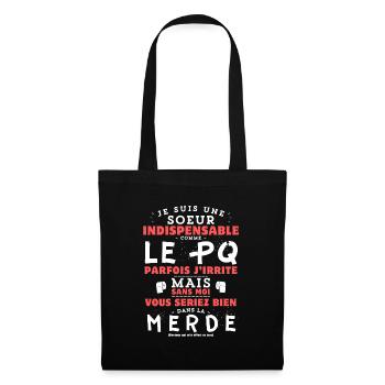 Soeur indispensable comme le PQ - humour cadeau - Sac en tissu - noir - Devant