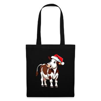 Cute cow with santa hat - Tote Bag - black - Front