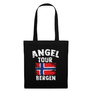 BERGEN - Angel Tour Norwegen Personalisierbar - Stoffbeutel - Schwarz - Vorne