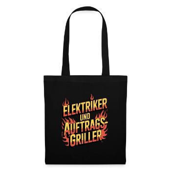 Elektriker und Auftragsgriller Grill BBQ - Stoffbeutel - Schwarz - Vorne