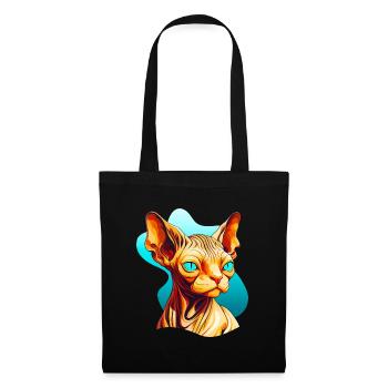 Sphynx Katze im coolen Comic Stil - Stoffbeutel - Schwarz - Vorne