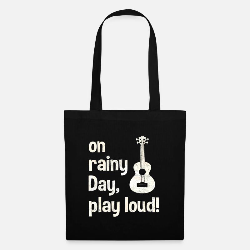 Ukulele: on rainy day, play loud! - Stoffbeutel - Schwarz