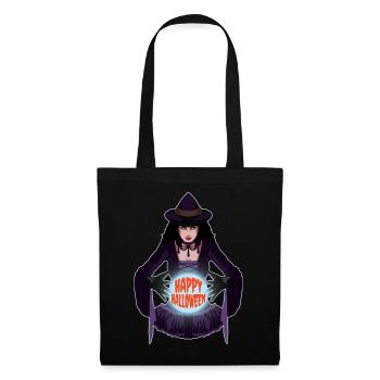 Gruselige Hexe Kristallkugel Happy Halloween Kostüm - Stoffbeutel - Schwarz - Vorne