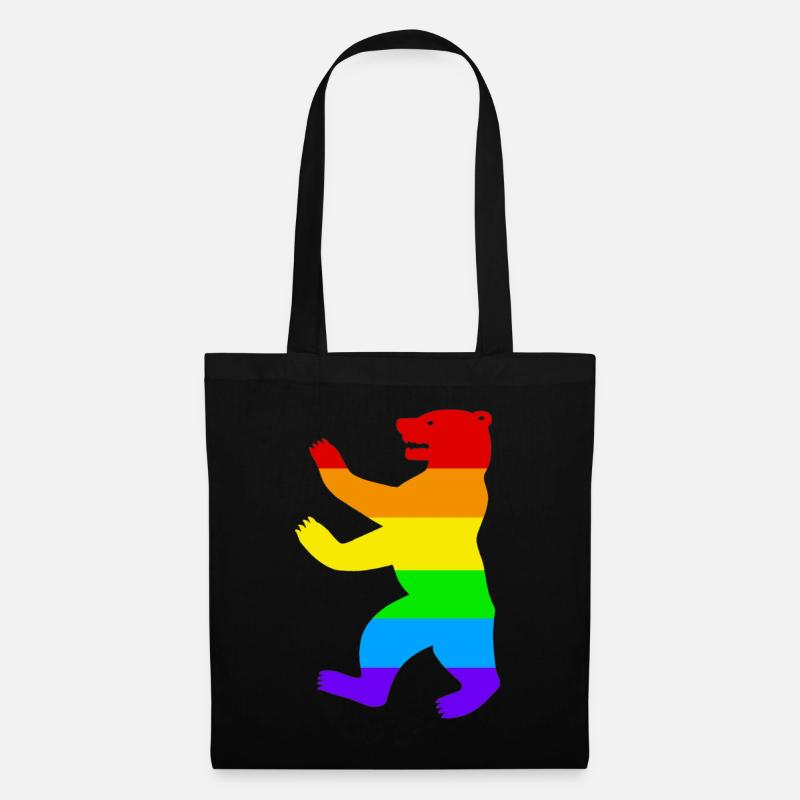Berliner Bär / Pride Bear / Regenbogen - Stoffbeutel - Schwarz