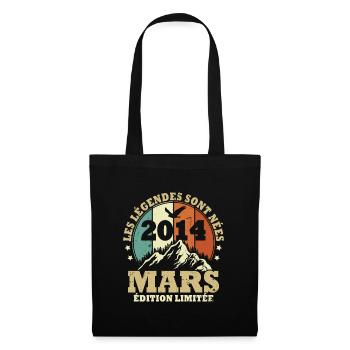 Les légendes sont nées en Mars 2014 Vintage - Sac en tissu - noir - Devant