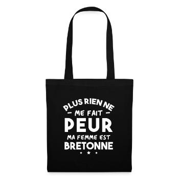 Humour cadeau Pas peur, ma femme est Bretonne - Sac en tissu - noir - Devant