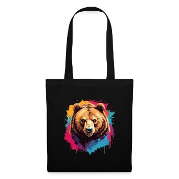Grizzly ours Kodiak ours Portrait sur des taches de peinture - Sac en tissu - noir - Devant