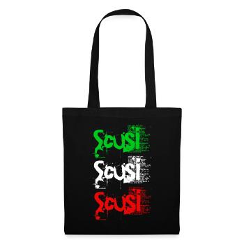 Scusi - italienische Flagge - Stoffbeutel - Schwarz - Vorne