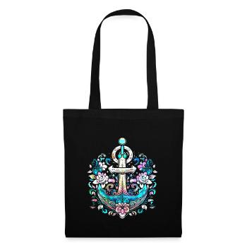 Ancre, Rétro, Mer, Maritime, Style Tatouage, Symbole - Sac en tissu - noir - Devant