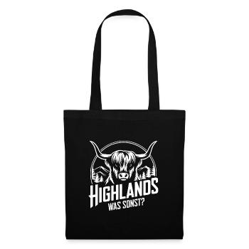 Highlands was sonst Schottisches Hochlandrind - Stoffbeutel - Schwarz - Vorne