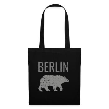 Berlin mit dem Bären Bär wie Berlin Spruch - Stoffbeutel - Schwarz - Vorne