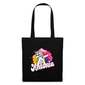 Beautiful name with dabbing unicorn - ANTONIA - Tote Bag - black - Front