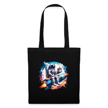 Astronaute fusée anniversaire - Sac en tissu - noir - Devant