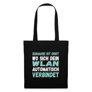 W-Lan Spruch Fun - Stoffbeutel - Schwarz - Vorne