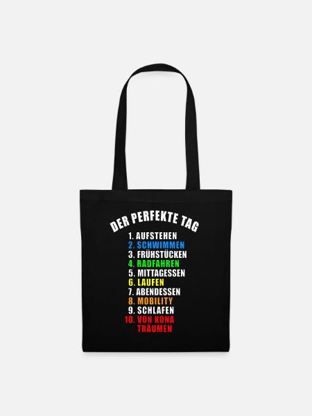 DER PERFEKTE TAG GESCHENK TRIATHLON TRIATHLET TRI - Stoffbeutel - Schwarz