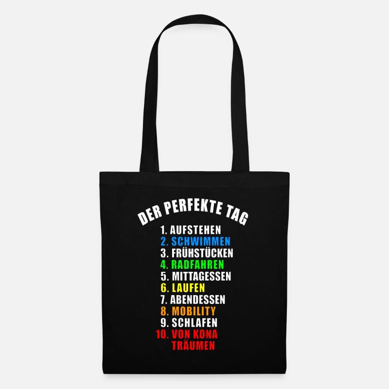DER PERFEKTE TAG GESCHENK TRIATHLON TRIATHLET TRI - Stoffbeutel - Schwarz