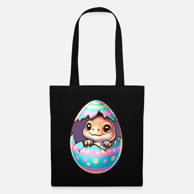 Ostern mit Dino - Stoffbeutel - Schwarz