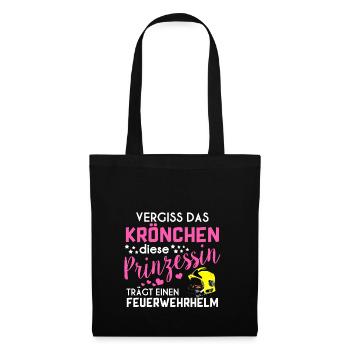 Feuerwehr Shirt · Feuerwehrfrau · Feuer · Frau - Stoffbeutel - Schwarz - Vorne