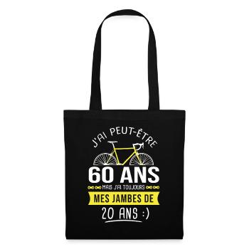 cycliste 60 ans anniversaire 60 ans vélo cyclisme - Sac en tissu - noir - Devant