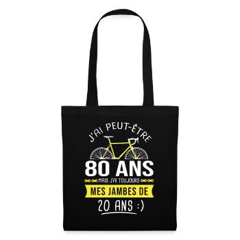 cycliste 80 ans anniversaire 80 ans vélo cyclisme - Sac en tissu - noir - Devant