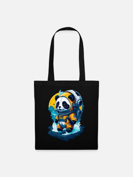 Niedlicher Panda-Astronaut - Stoffbeutel - Schwarz