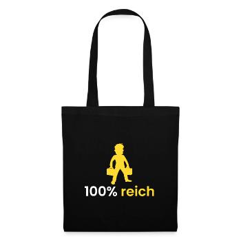 100% reich - Stoffbeutel - Schwarz - Vorne