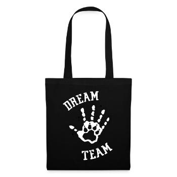 DREAM TEAM chien homme patte main amour cadeau - Sac en tissu - noir - Devant