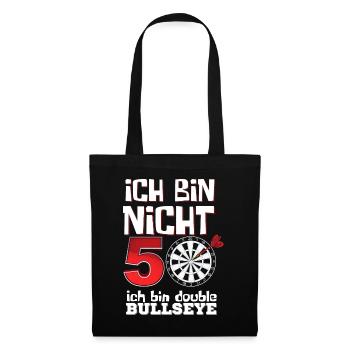 50 Geburtstag Dartspieler Double Bullseye - Stoffbeutel - Schwarz - Vorne