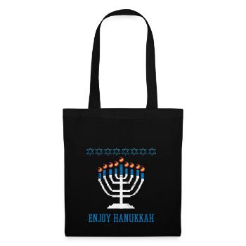 Ugly Hanukkah, Chanukkah, Lichterfest, Geschenk - Stoffbeutel - Schwarz - Vorne