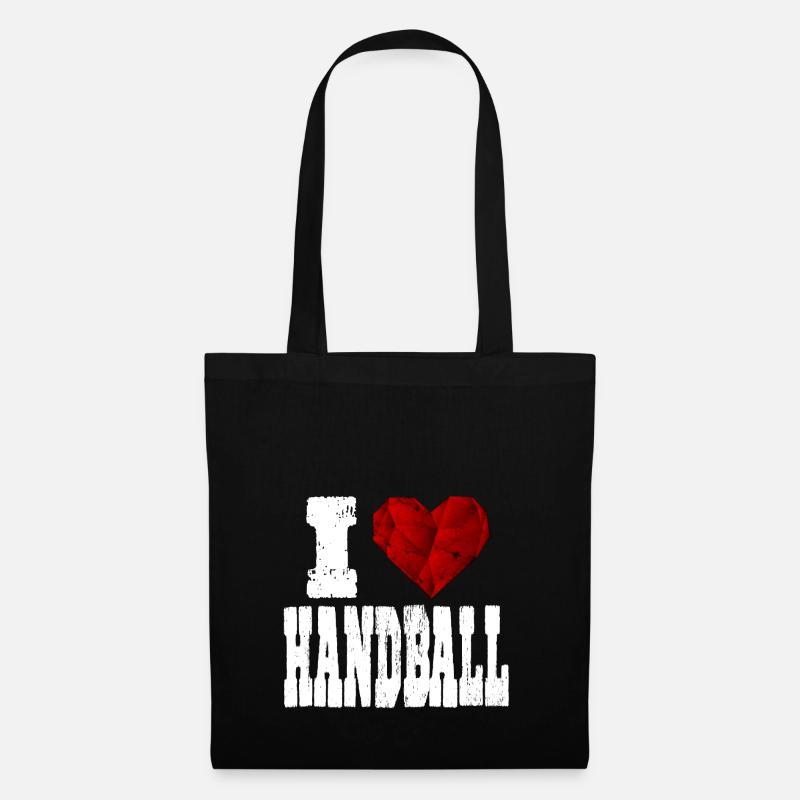 i love handball spruch herz lieben liebe - Stoffbeutel - Schwarz