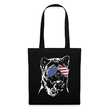 AMERICAN AKITA Sonnenbrille Amerika Fahne - Stoffbeutel - Schwarz - Vorne