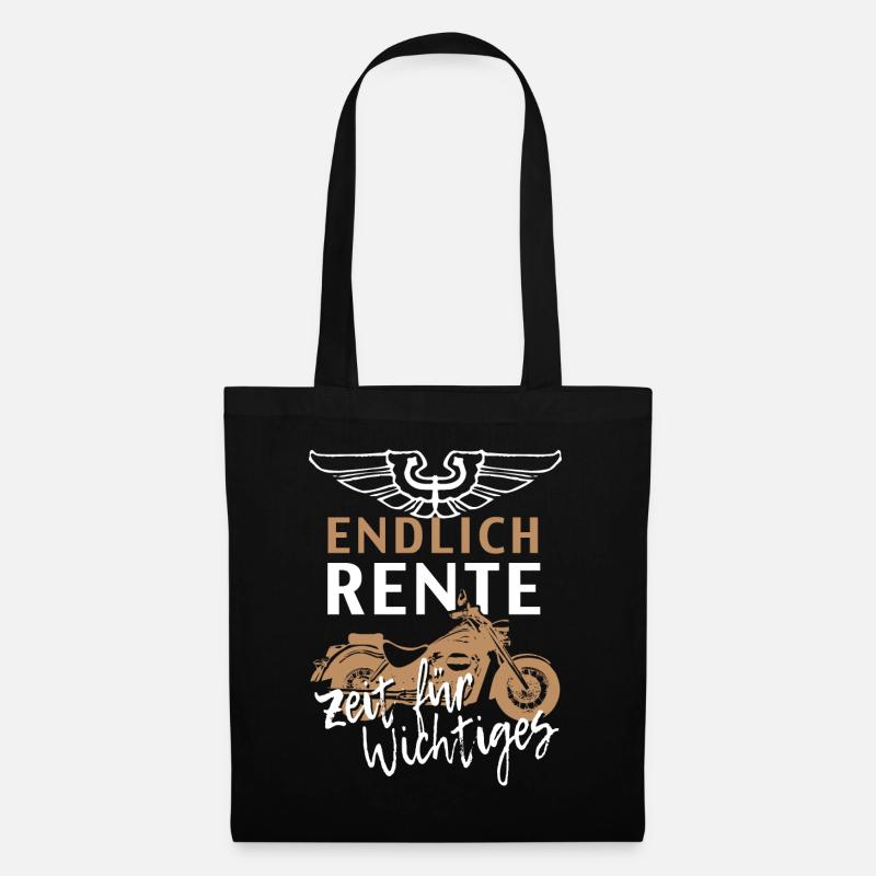 Rentner Rente Ruhestand Motorrad Geschenk Biker - Stoffbeutel - Schwarz
