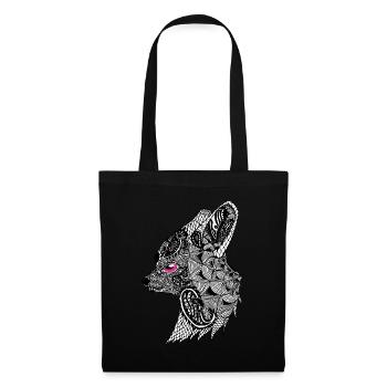 Tatouage animal & tribaux, cadeau, anniversaire, renard - Sac en tissu - noir - Devant