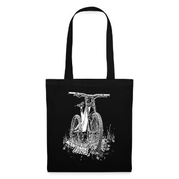 Mountain Biker / MTB Downhill Fahrrad geschenk - Stoffbeutel - Schwarz - Vorne