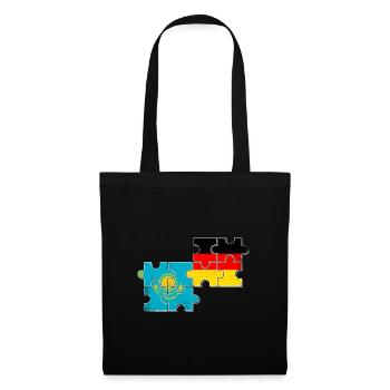 Kasachstan Deutschland Flagge - Stoffbeutel - Schwarz - Vorne