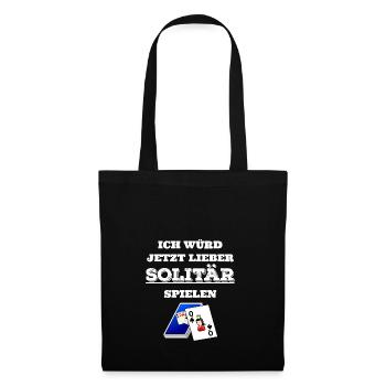 Solitär - Solitär spielen - Geschenk - Stoffbeutel - Schwarz - Vorne