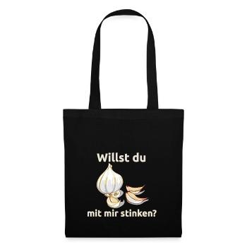 Knoblauch Knobi stinken Liebe Geschenk - Stoffbeutel - Schwarz - Vorne
