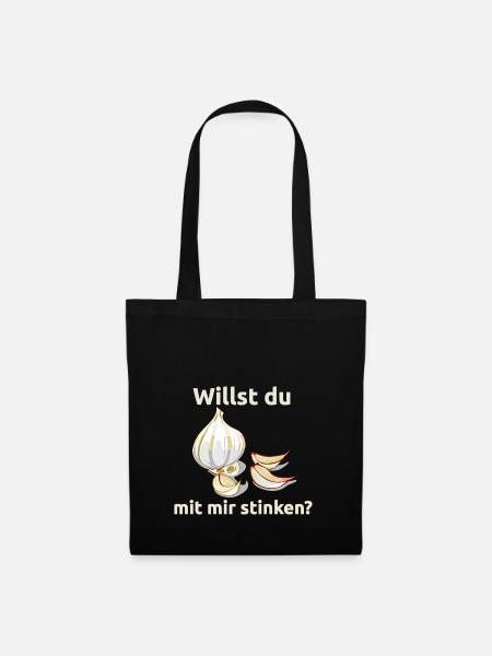 Knoblauch Knobi stinken Liebe Geschenk - Stoffbeutel - Schwarz