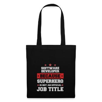 Software Developer Superhero Shirt - Stoffbeutel - Schwarz - Vorne