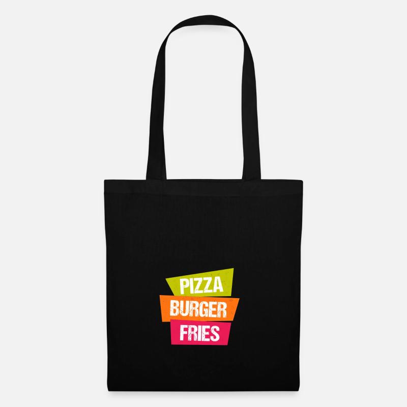 Pizza Burger Pommes - Stoffbeutel - Schwarz