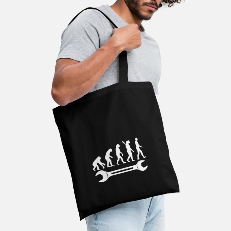 Evolution T-Shirt Mechanic Spanner Tool Tote Bag